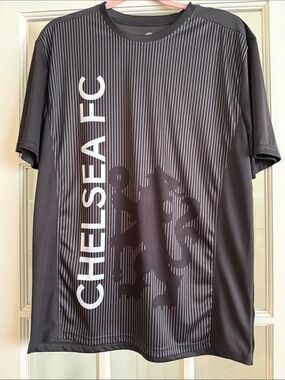 Chelsea FC Men’s Gray Vertical-Stripe Short-Sleeve Jersey - Club Graphic